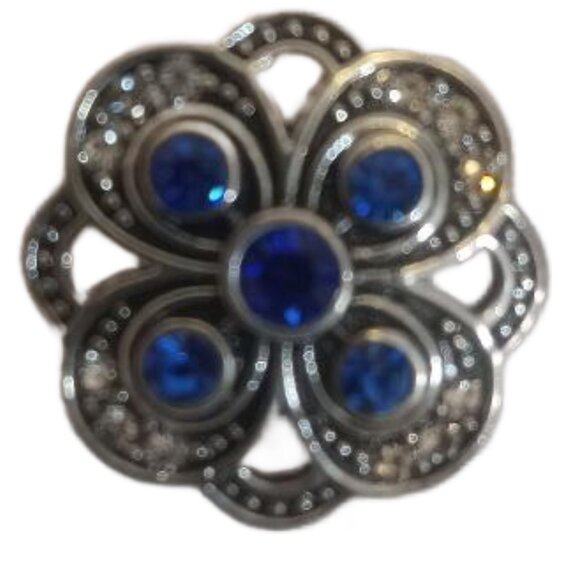 Ginger Snaps Snap Jewelry Blue Clear Rhinestones Charm Silver Tone - Picture 1 of 5
